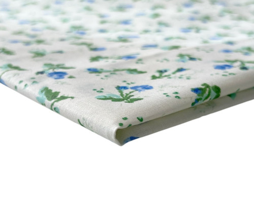 Cotton - canvas Blue flowers ecru