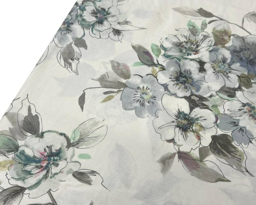 Cotton - canvas Flowers ecru