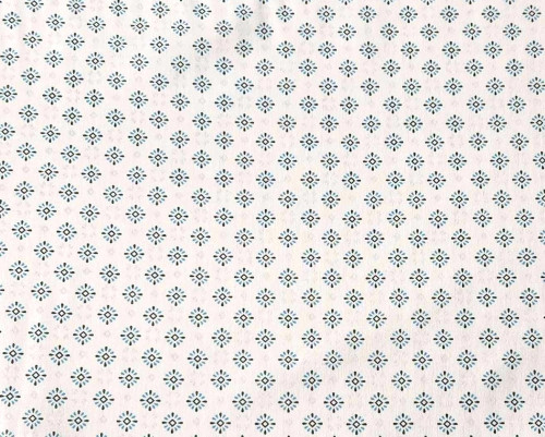 Cotton - canvas Green and blue patterns in white