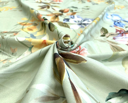 copy of Cotton fabric Orange flowers in white