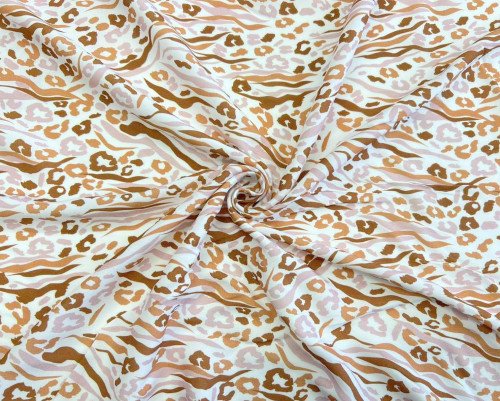 Viscose fabric Coloured leopard print in white