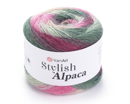 YarnArt Stylish Alpaca 7706 Green/pink