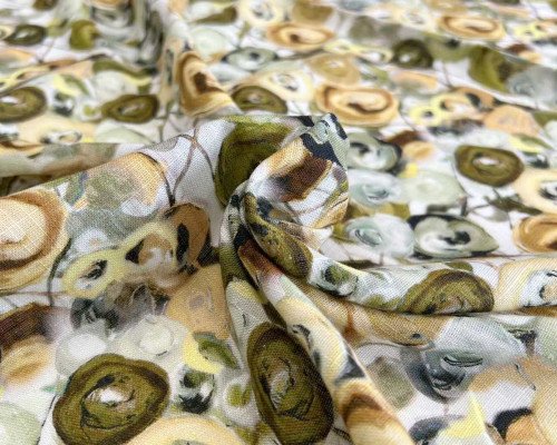 Linen with viscose Brown flowers