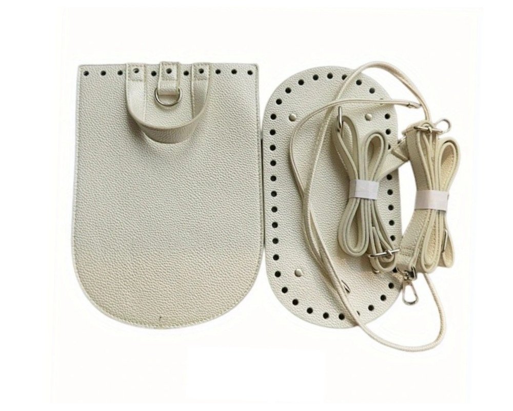 Dirbtinės odos rankinės pagrindų rinkinys 9 dalys Kreminė - 1