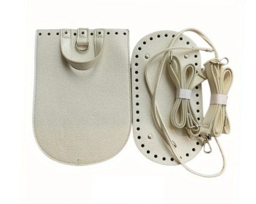 Dirbtinės odos rankinės pagrindų rinkinys 9 dalys Kreminė - 1