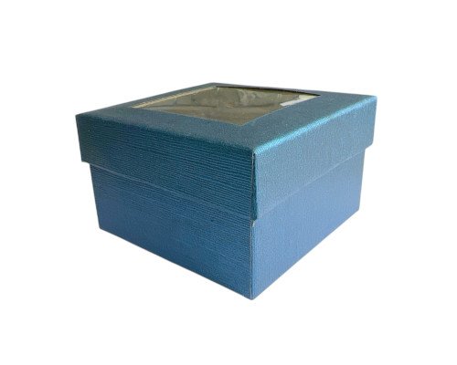 Dovanų dėžutė su langeliu dviejų dalių 85x85x50mm Mėlyna - 2