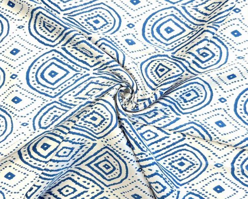 Armani silk Blue patterns in white