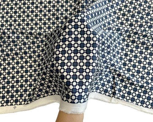 Armani silk Navy blue patterns in white