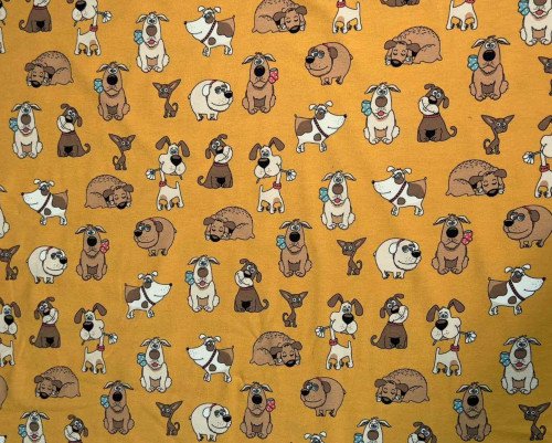 Cotton jersey Puppies in yellow