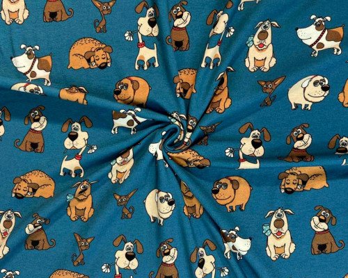 Medvilninis trikotažas (jersey) Šuniukai elektriniame - 1