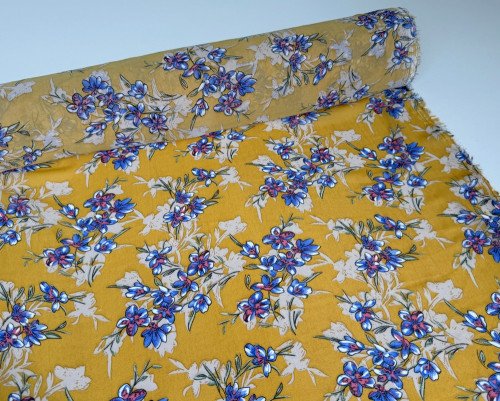 Šifonas Gėlės geltoname - 1