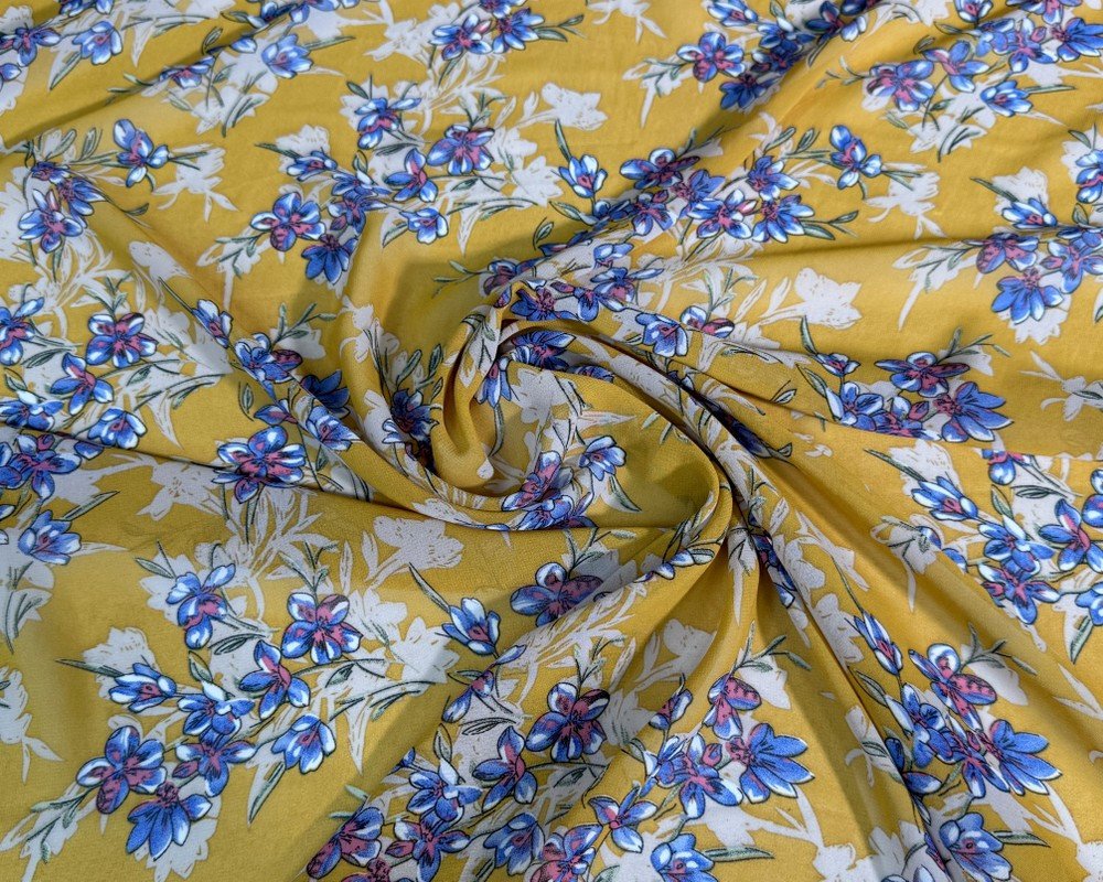 Šifonas Gėlės geltoname - 1