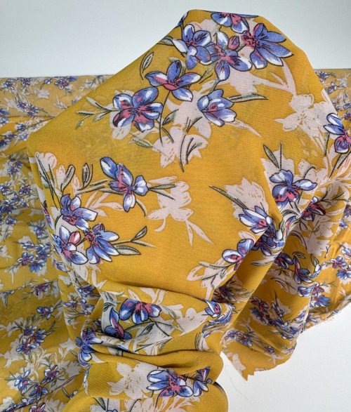 Šifonas Gėlės geltoname - 3