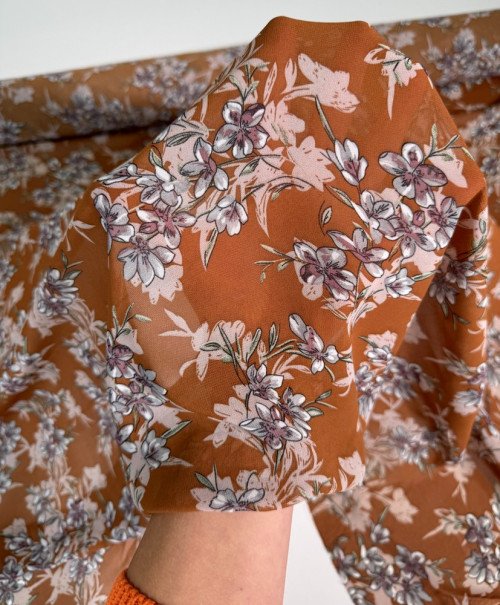 Šifonas Gėlės rudame - 2