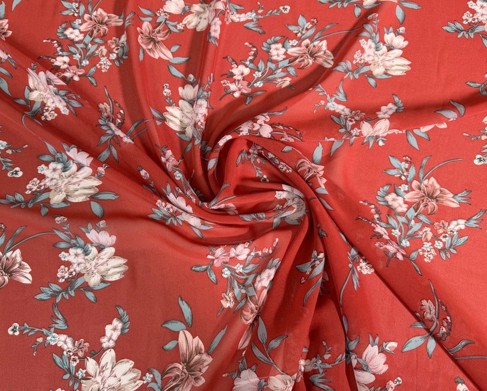 Šifonas Gėlės plytiniame - 1