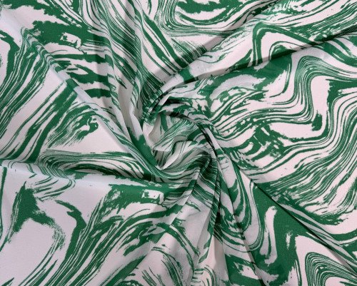 Šifonas Žali raštai baltame - 1