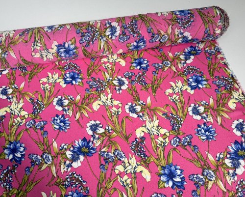 Šifonas Gėlių pieva rožiniame - 3