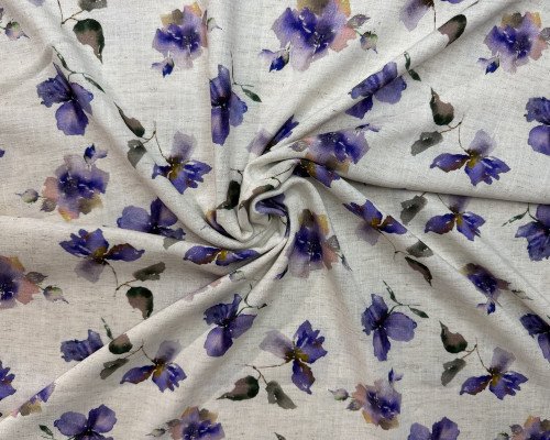 Linas su viskoze Violetinės gėlės - 1