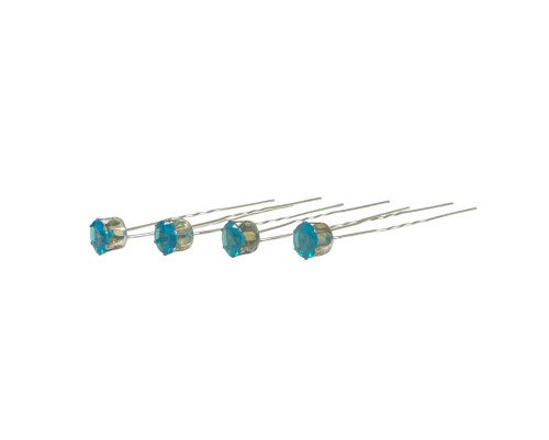 Hair clips Turquoise crystals 10mm 6pcs.