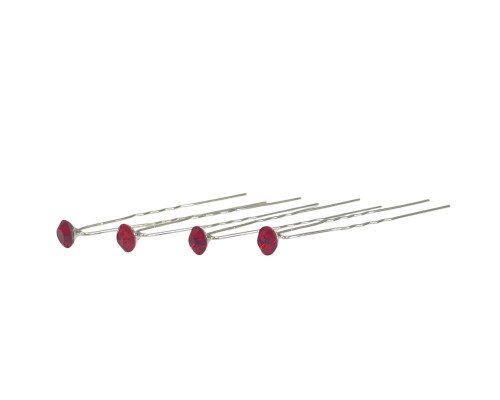 Hair clips Red crystals 7mm 29pcs