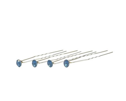 Hair clips Blue crystals 7mm 28pcs.