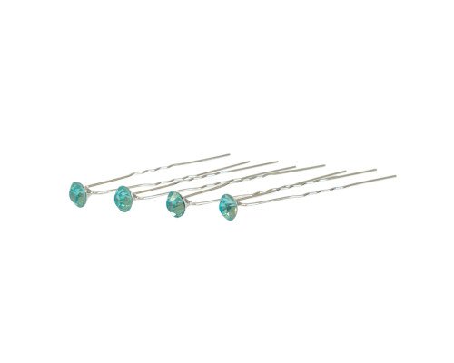 Hair clips Light blue crystals 7mm 29pcs
