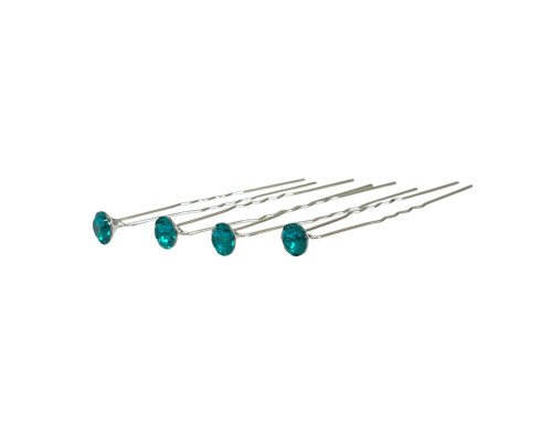 Hair clips Turquoise crystals 7mm 20pcs.