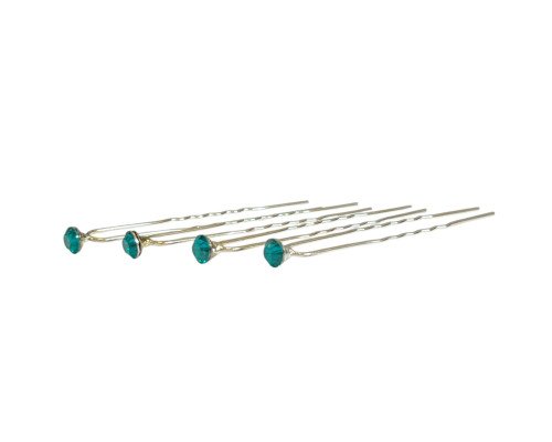 Hair clips Turquoise crystals 6mm 39pcs.