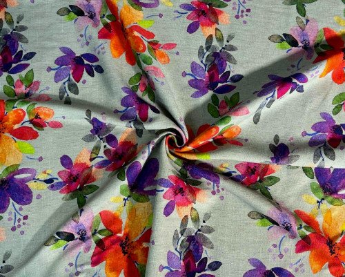 Linas su viskoze Ryškios gėlės žalsvame - 1