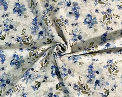 Linas su viskoze Melsvos gėlės - 1