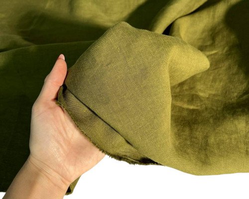 Wide linen fabric Olive | Width 2,83m