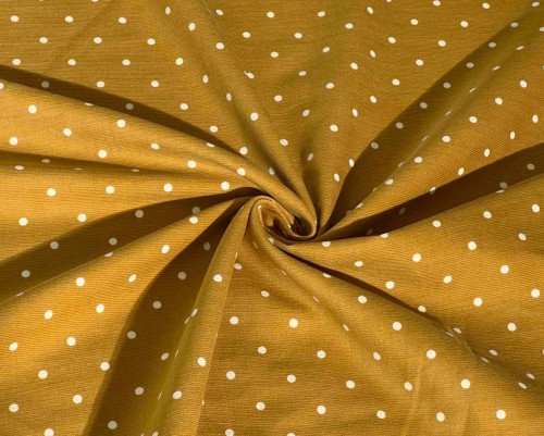 Medvilninis velvetas Balti taškeliai garstyčių - 1