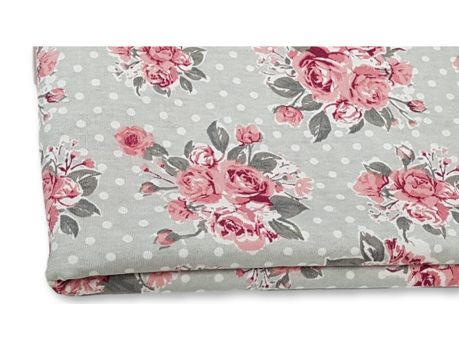 Cotton jersey Flowers with polka dots pigiau