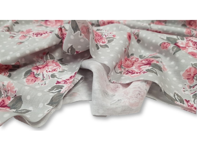 Cotton jersey Flowers with polka dots internetu