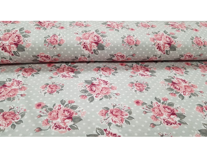 Cotton jersey Flowers with polka dots pristatymas per 1-4 d.d.