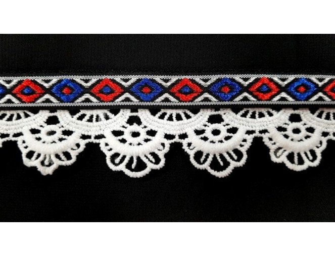 Tautinė juostelė su nėriniu 42mm