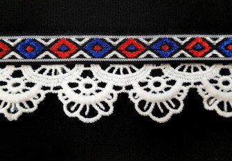 Tautinė juostelė su nėriniu 42mm