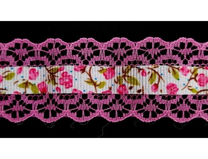 Ripsinės juostelės su nėriniu 25mm | 7 spalvos pigiau