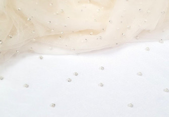 Tulle with beads Ekru