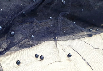 Tulle with beads Dark blue