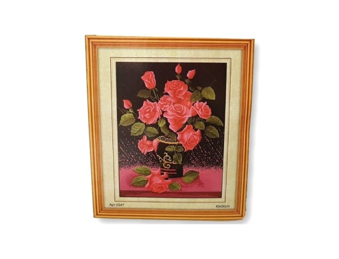 Siuvinėjimo paveikslas su siūlais Rožės
