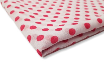 White chiffon with raspberry peas