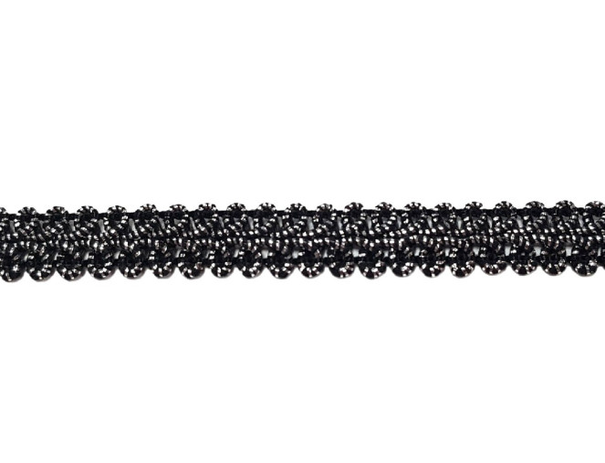Decorative ribbon 10mm Black/silver