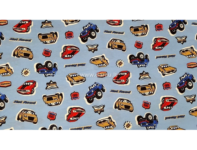 Cotton jersey Machines in blue pigiau