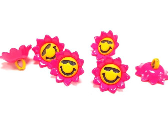 Pink Sunflower Button 456