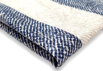 Cotton knitted fabric Blue White stripes