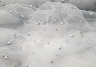 Tulle with beads Grey