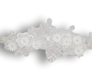 Prisiuvama aplikacija Gėlės su perliukais | Balta Prisiuvama aplikacija Gėlės su perliukais | Balta