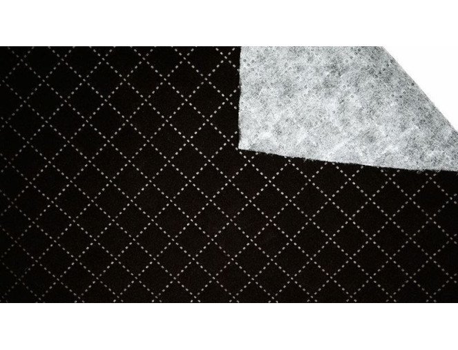 Quilted velour fabric Black