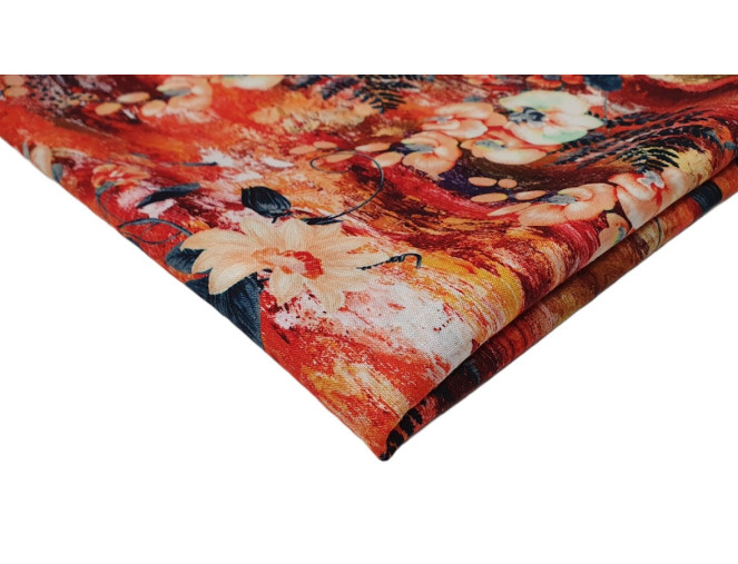 Linen with viscose Orange flowers